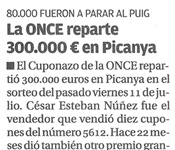 La ONCE reparte 300.000 euros en Picanya